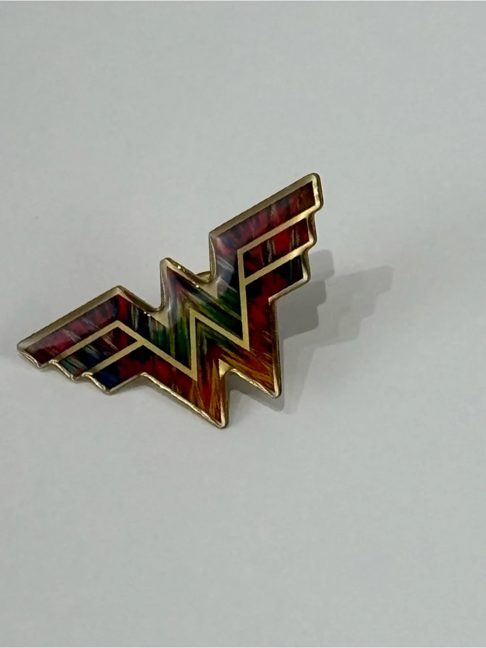 Multicolor Wonder W Logo Enamel Pin - Gold Trim
